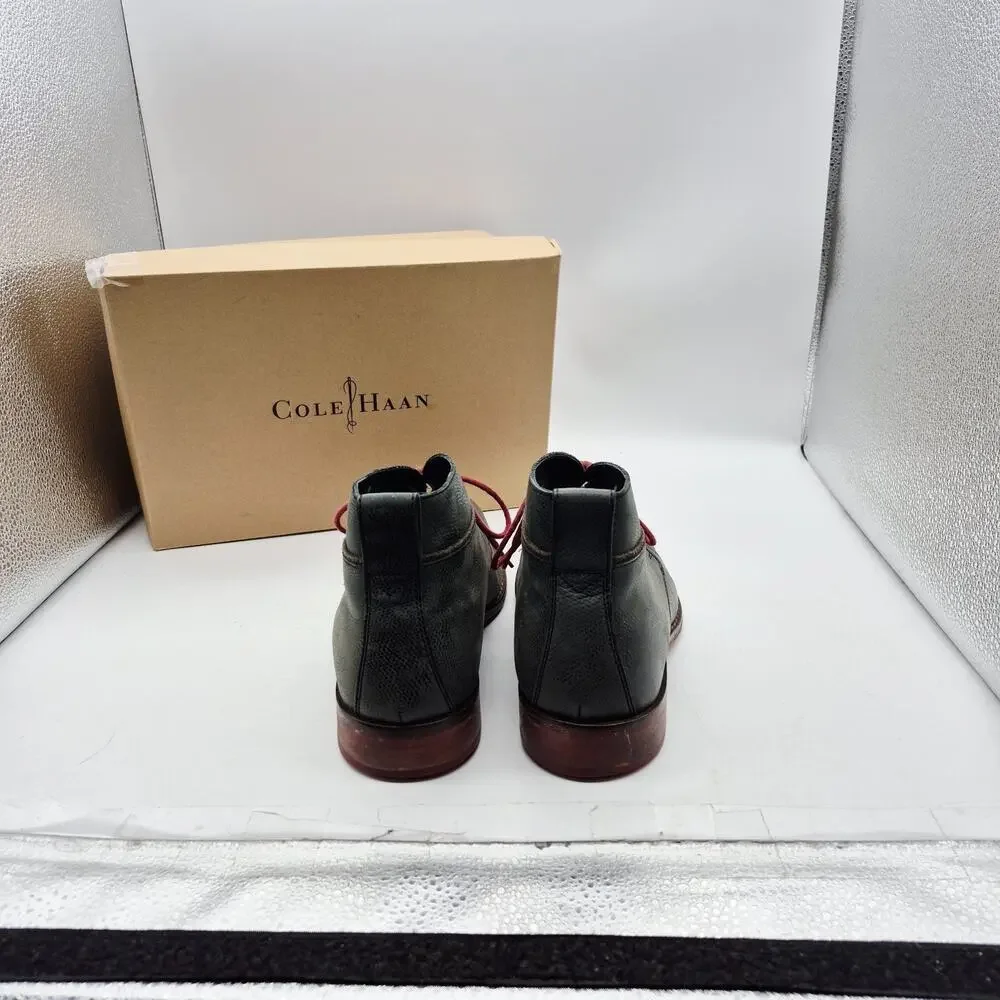 Cole Haan Air Colton Chukka Boots Gray Leather Red Laces Men's Size 10.5 MC09586